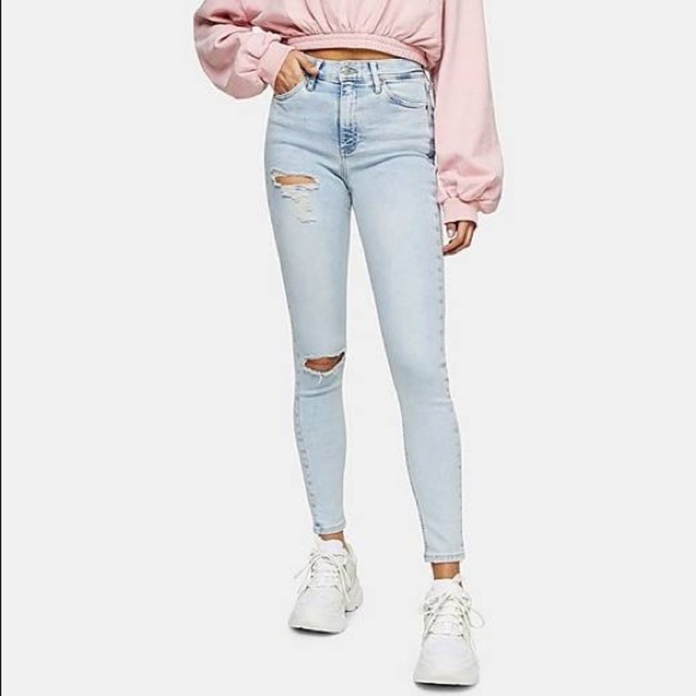 Topshop Jamie Bleached Distressed Jeans